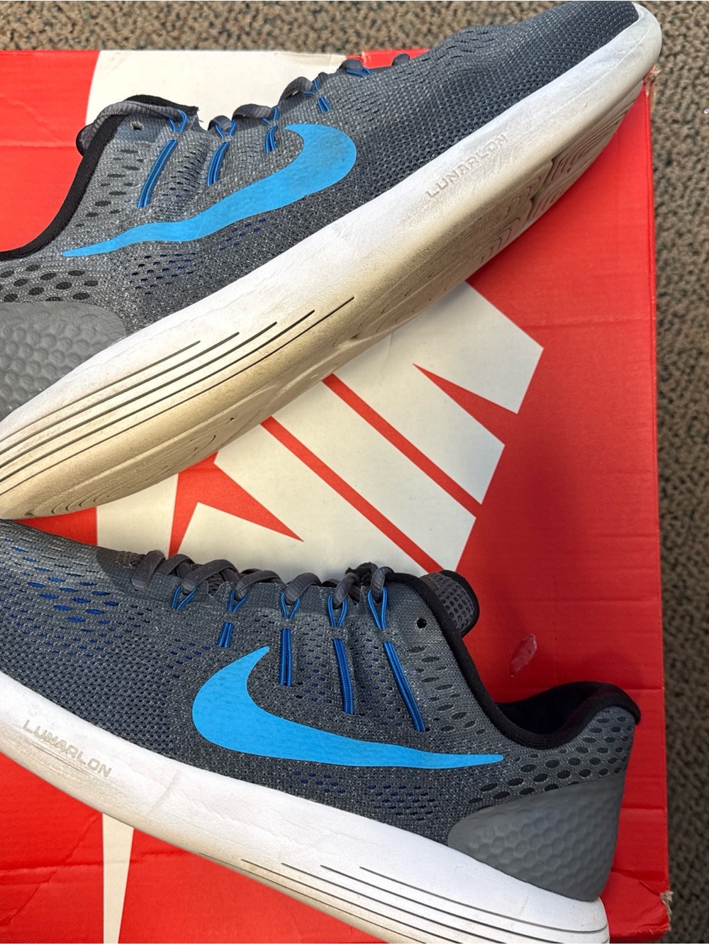 Nike Lunarglide 8 Grey and Bright Blue Running Shoes